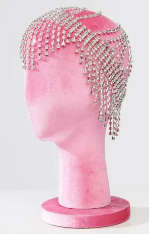 1920s Rhinestone Flapper Cap - Silver - One Size