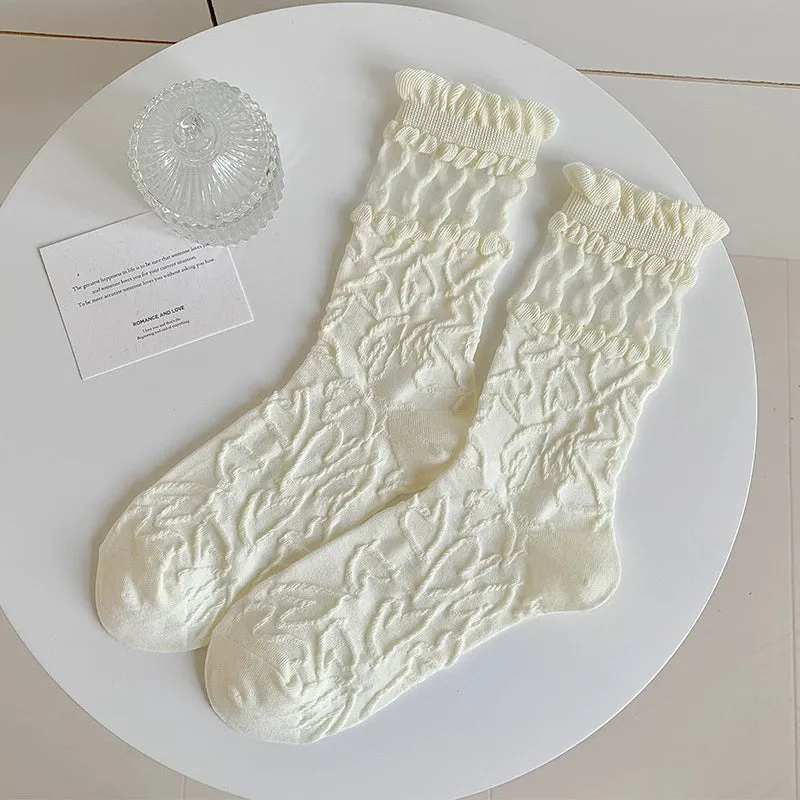 3D Relief Plant Palace JK Style Socks