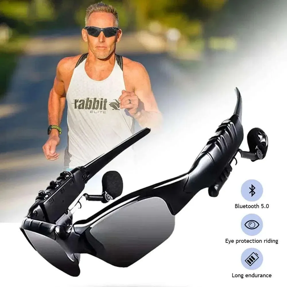 5.0 Smart Bluetooth Audio Glasses - Polarized Sunglasses with Stereo Surround Sound Headphones for Cycling, Sports, and Music Calls