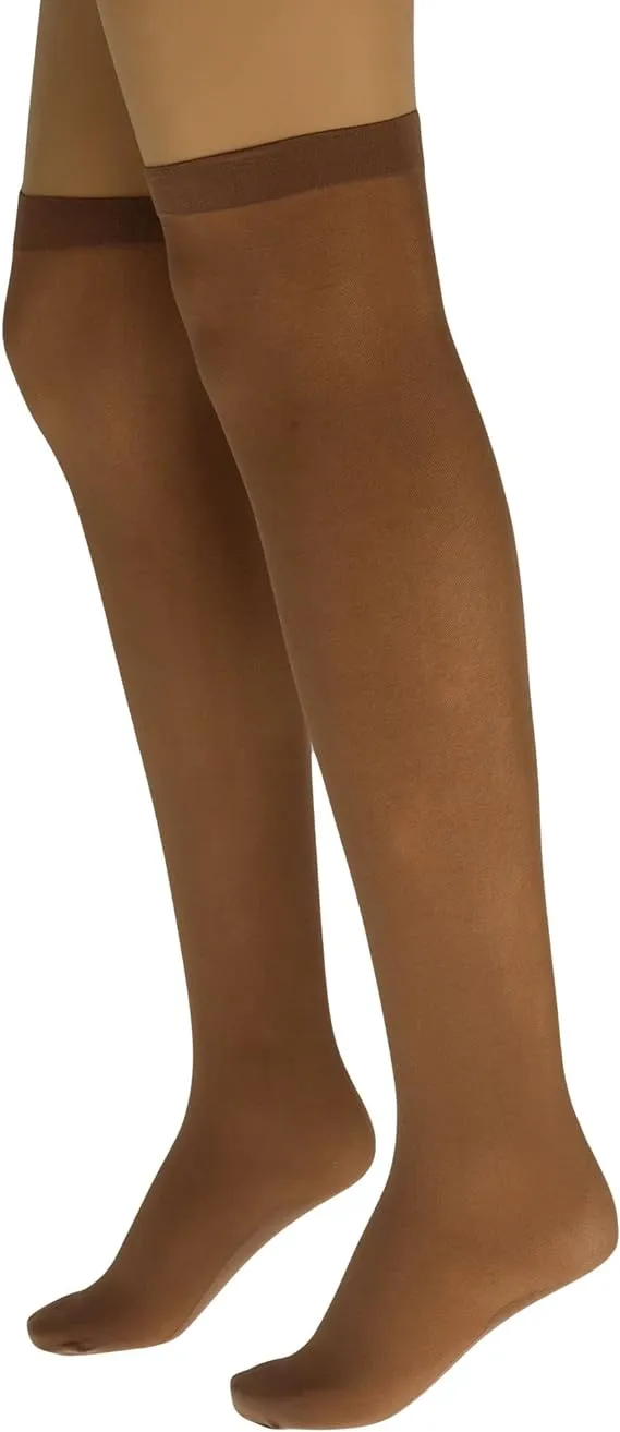 6 Pairs Women's Over The Knee Sheer Nylon Socks with Reinforced Base One Size