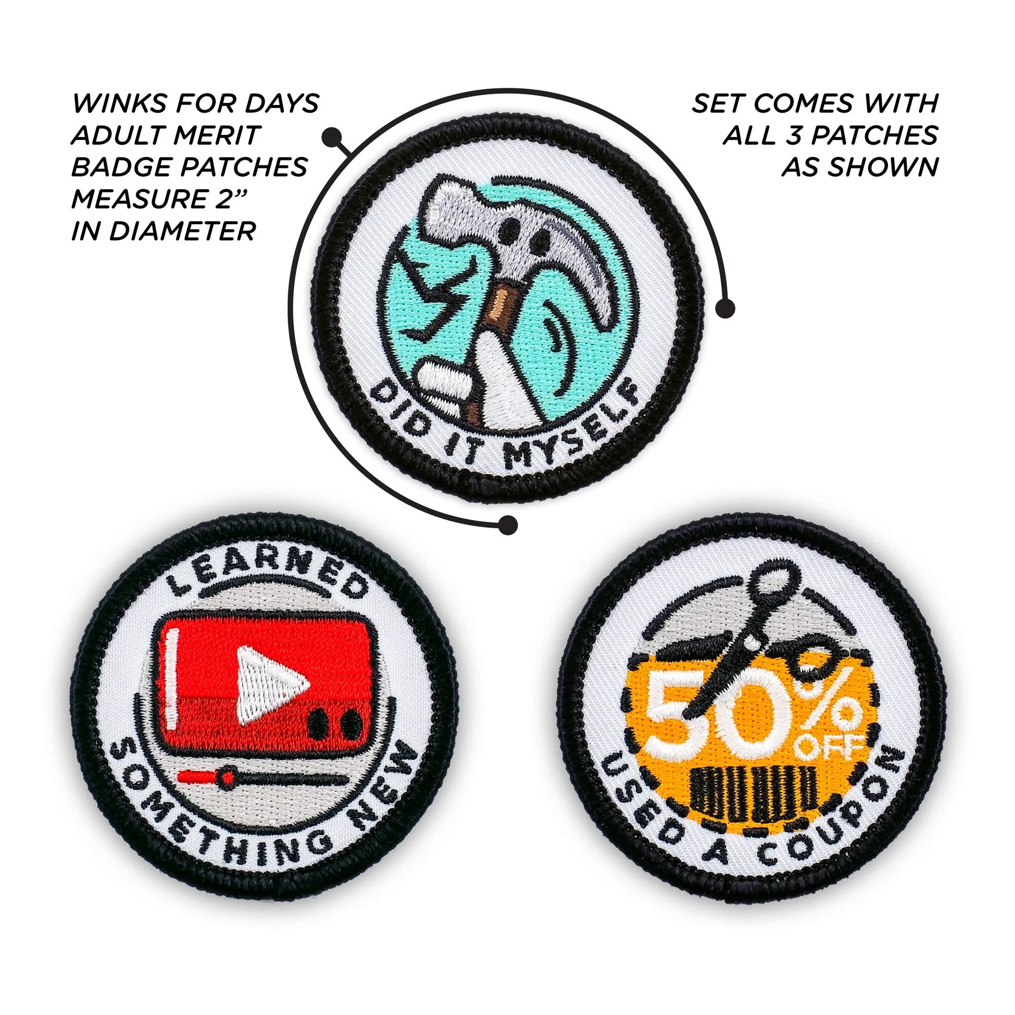 Adulting Merit Badge Embroidered Iron-On Patches (Achievements - Set 2)