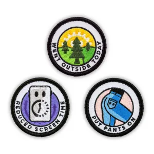 Adulting Merit Badge Embroidered Iron-On Patches (Health - Set 3)