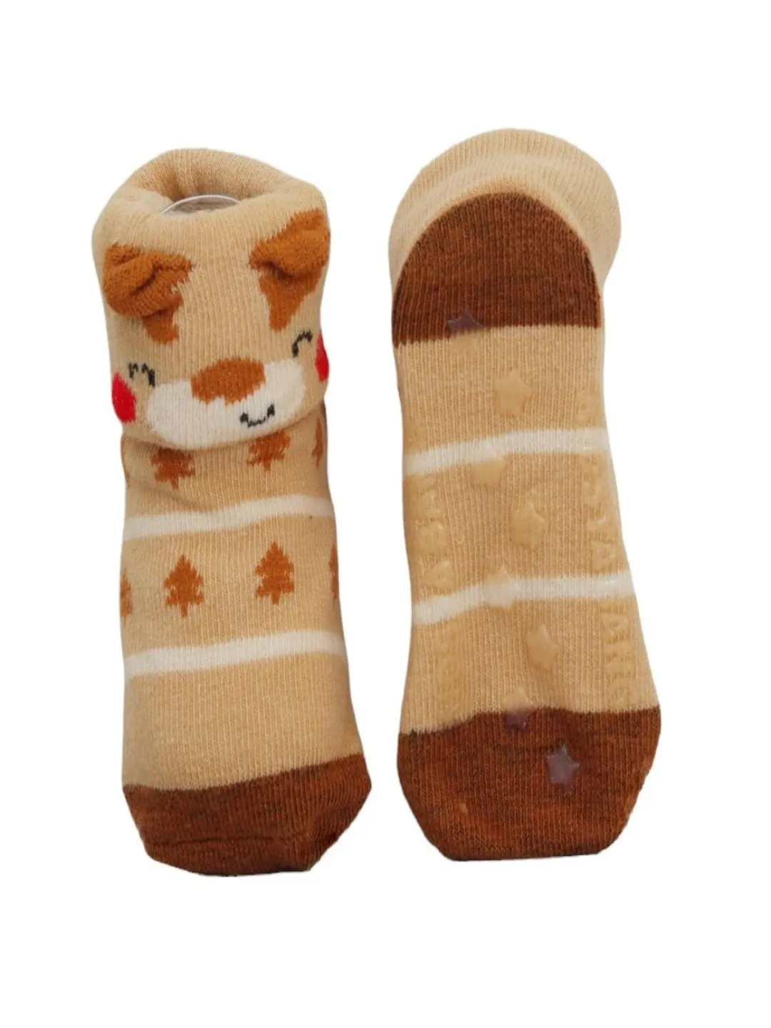 Animal Themed Anti-Skid Socks for Boys, Blue & Brown