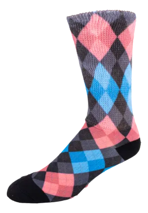 Argyle Blue N Red Diabetic Socks