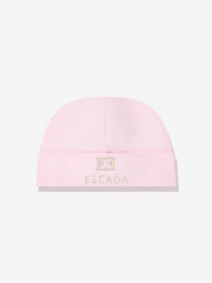 Baby Girls Embroidered Logo Beanie in Pink