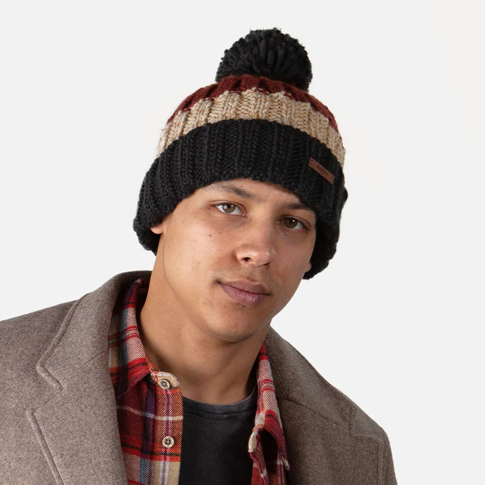 Barts Hats Wilhelm Bobble Hat - Burgundy-Multi