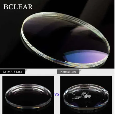 BCLEAR 1.61 Index Single Vision Anti Blue Myopic Lenses Color Clear