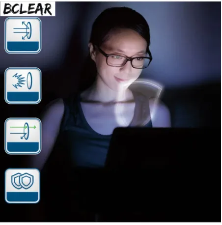 BCLEAR 1.61 Index Single Vision Anti Blue Myopic Lenses Color Clear