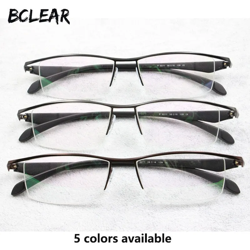 Bclear Men's Eyeglasses Semi Rim Square Titanium Alloy