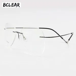 Bclear Men's Eyeglasses Titanium Rimless Lightweight Flexible 20002