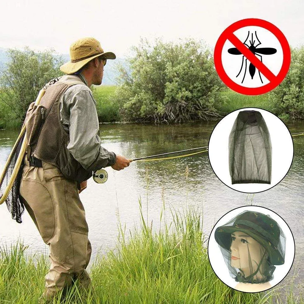 BESTZY Premium Mosquito Head Net with Extra Fine Holes, Lightweight Face Mesh Neck Cover Netting Mesh Net, No-See-Ums And Midges, Perfect for Outdoor (green)