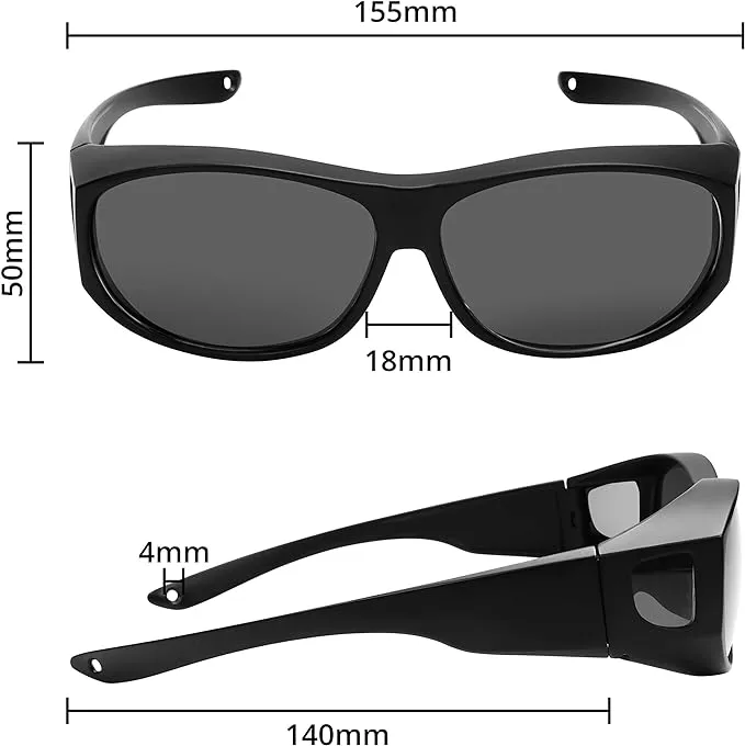 BEZZEE PRO Polarised Fit Over Glasses Sunglasses with Case - UV400 Protection Anti-Glare Wrap Around Eyewear - Fit Over Prescription Glasses Suitable for Fishing and Golf - for Men & Women