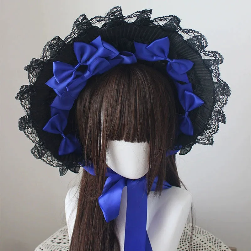 (BFM)Deer Girl~Gothic Lolita Handmade Bonnet with Bows and Beads