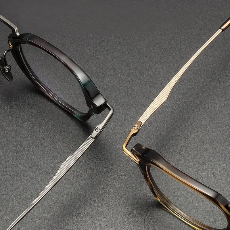 Black Mask Unisex Full Rim Titanium Square Eyeglasses D413