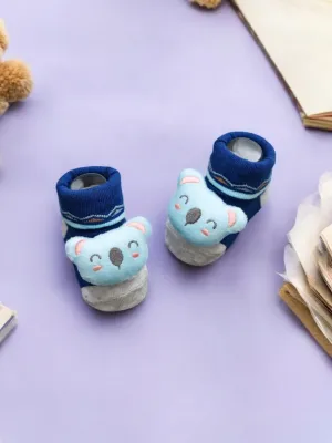 Blue Baby Socks with 3D Koala Design – Soft and Cuddly
