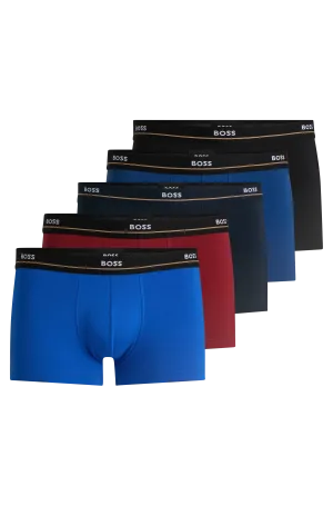 BOSS Men's Essential 5 Pack Trunks - Black/Blue/Red