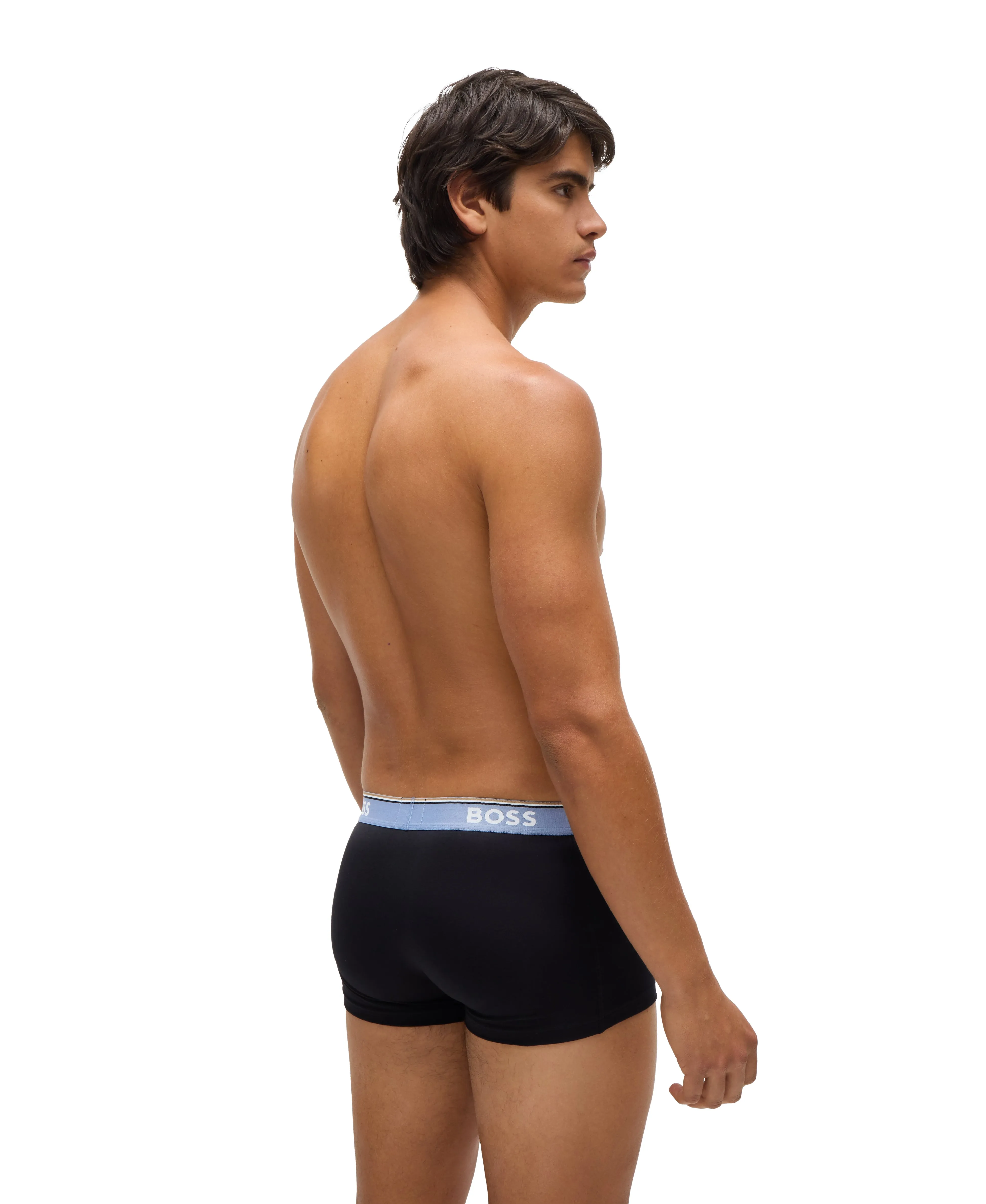 BOSS Men's Power 3 Pack Trunk - Blue/Khaki/White Waistbands