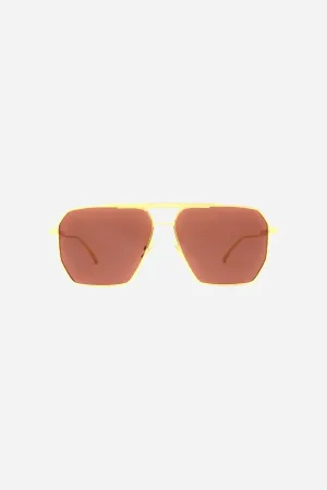 Bottega Veneta Gold Square Frame Aviators - Bv1012s-005 60
