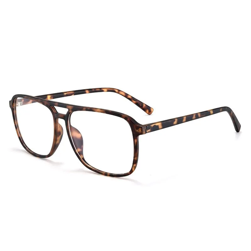 CCspace Men's Full Rim Square Double Bridge Tr 90 Titanium Eyeglasses 55545