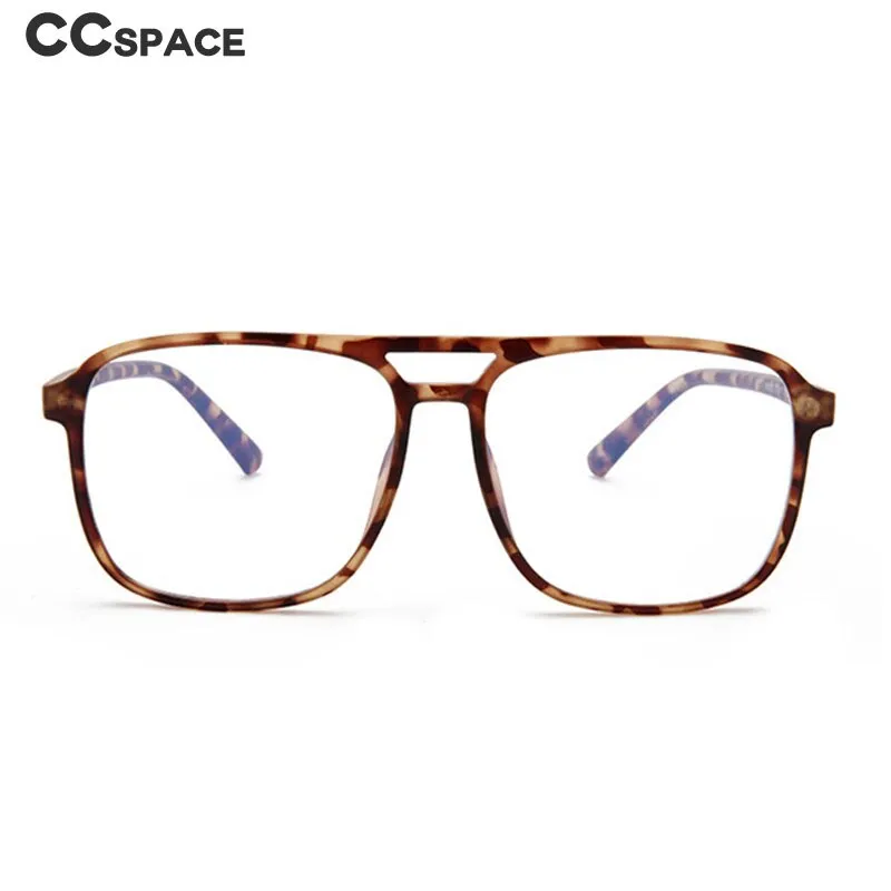 CCspace Men's Full Rim Square Double Bridge Tr 90 Titanium Eyeglasses 55545