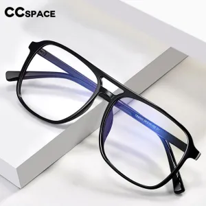 CCspace Men's Full Rim Square Double Bridge Tr 90 Titanium Eyeglasses 55545