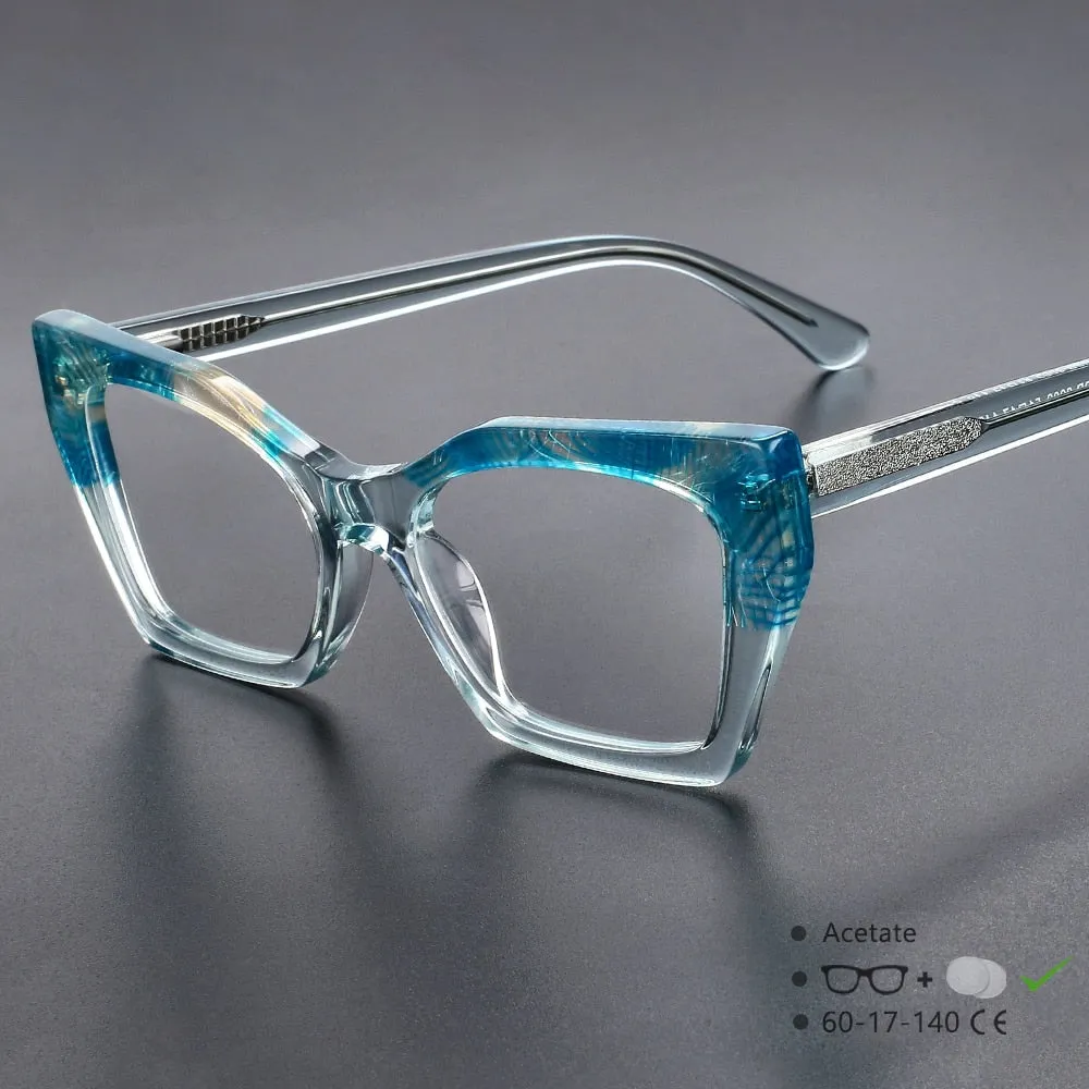 CCspace Unisex Full Rim Big Square Cat Eye Acetate Eyeglasses 55366