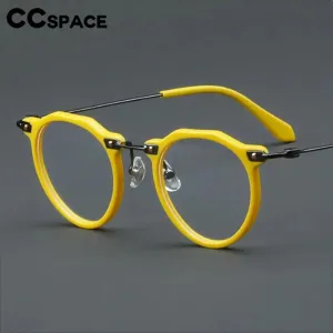 CCspace Unisex Full Rim Flat Top Round Acetate Eyeglasses 57028