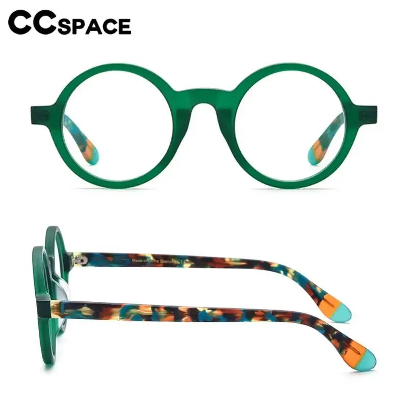 CCspace Unisex Full Rim Round Acetate Eyeglasses 56919
