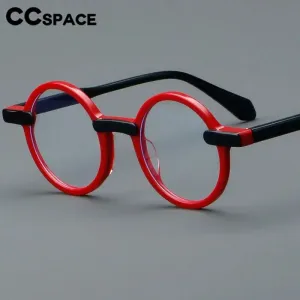 CCspace Unisex Full Rim Round Acetate Eyeglasses 56994