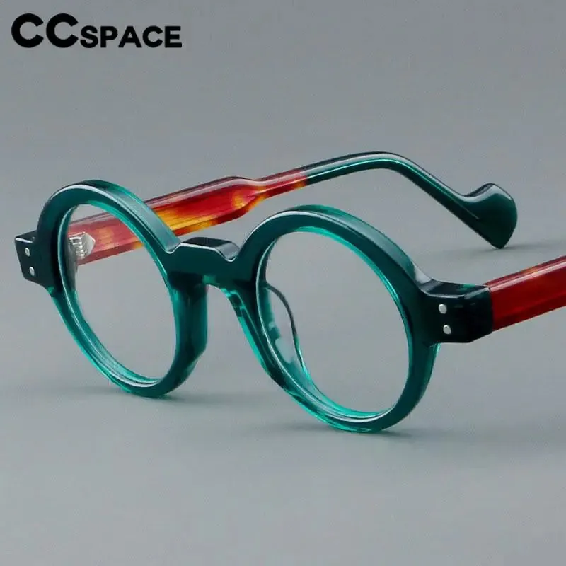 CCspace Unisex Full Rim Round Acetate Eyeglasses 57257