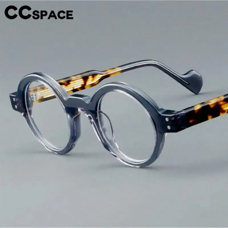 CCspace Unisex Full Rim Round Acetate Eyeglasses 57257