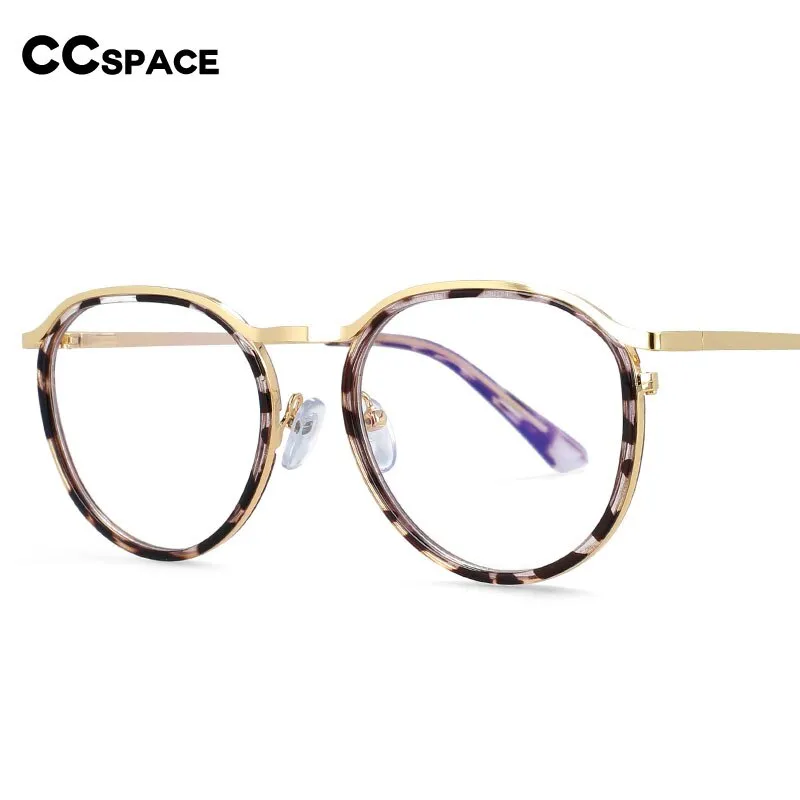 CCspace Unisex Full Rim Round Tr 90 Alloy Frame Eyeglasses 54241