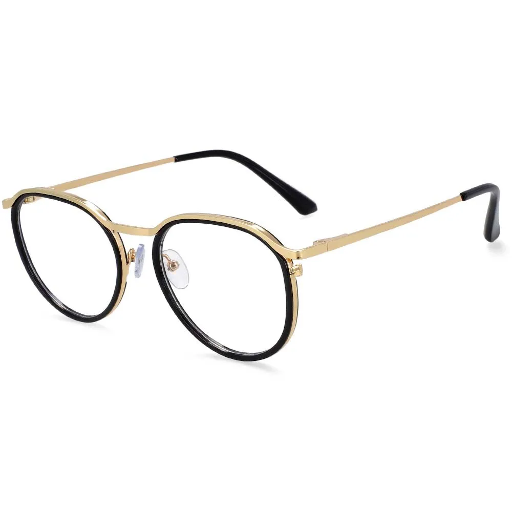 CCspace Unisex Full Rim Round Tr 90 Alloy Frame Eyeglasses 54241