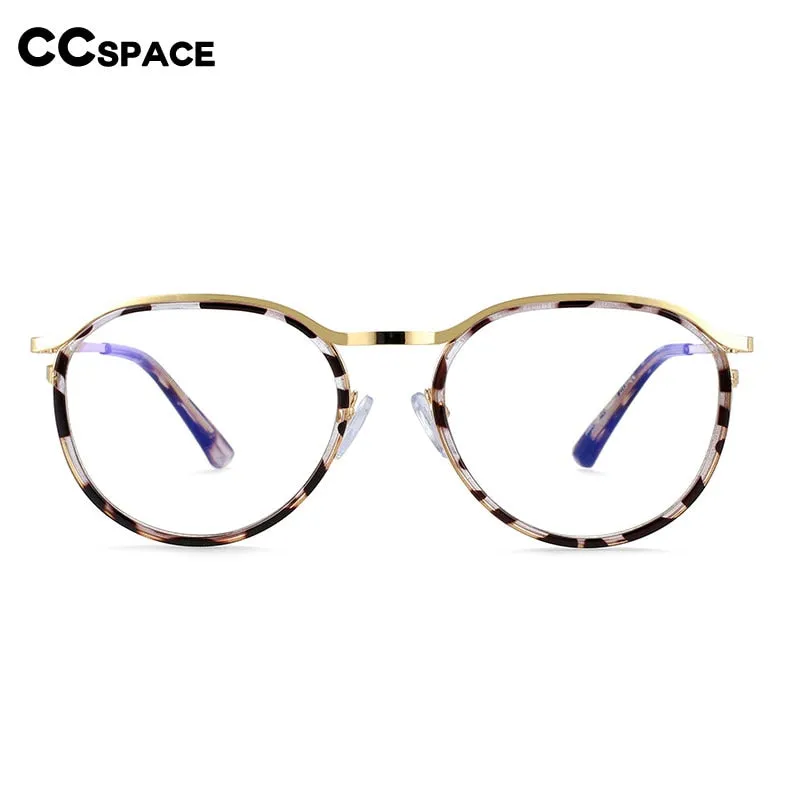CCspace Unisex Full Rim Round Tr 90 Alloy Frame Eyeglasses 54241