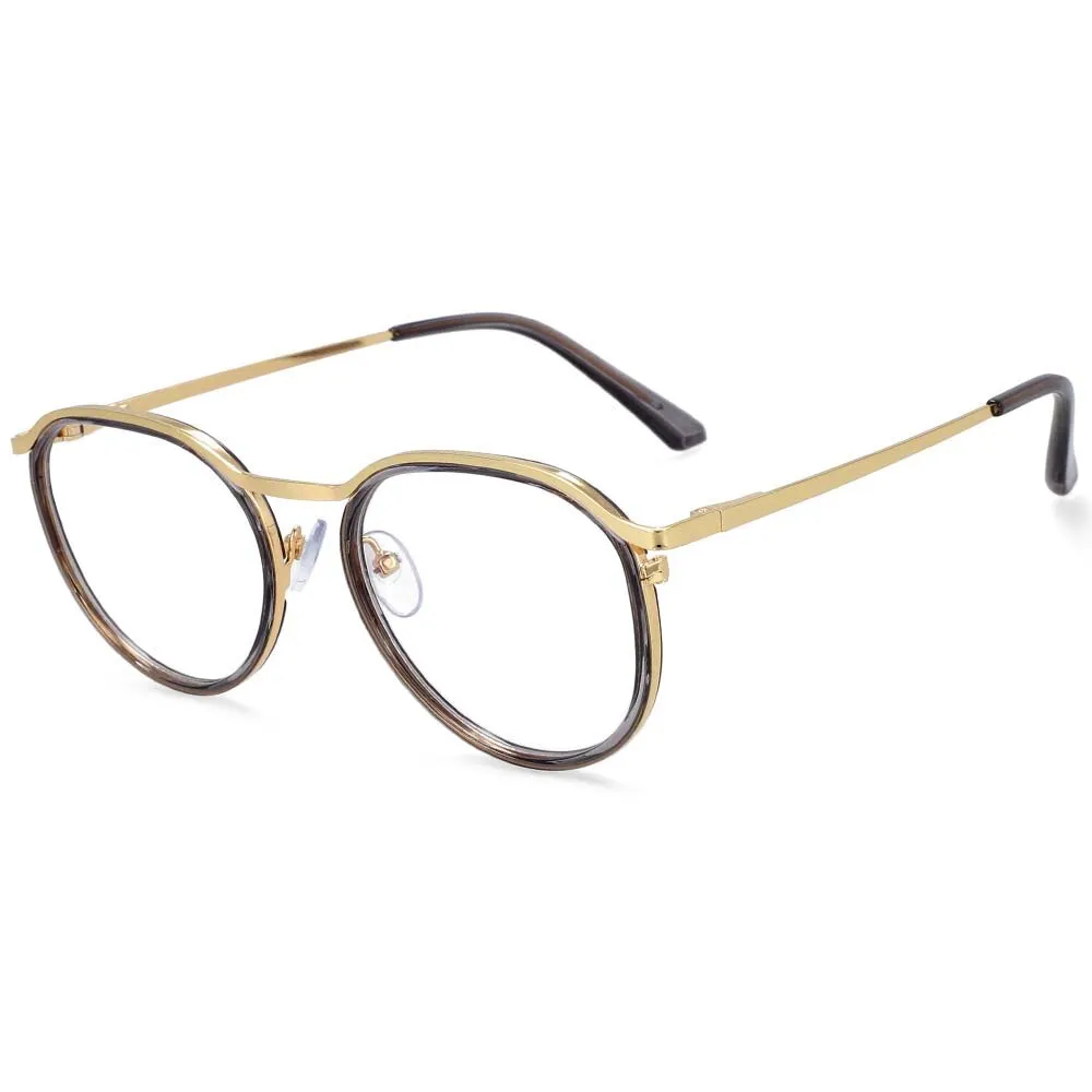 CCspace Unisex Full Rim Round Tr 90 Alloy Frame Eyeglasses 54241