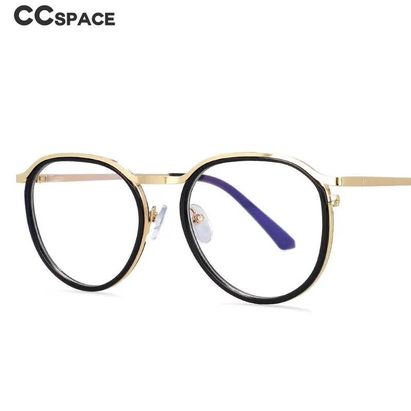 CCspace Unisex Full Rim Round Tr 90 Alloy Frame Eyeglasses 54241