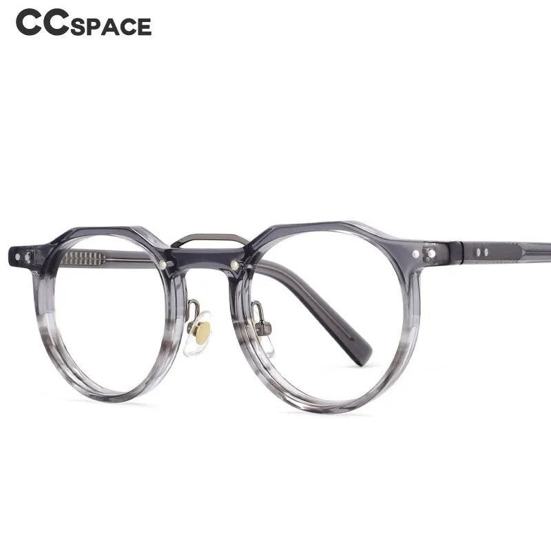 CCSpace Women's Full Rim Round Double Bridge Acetate Alloy Frame Eyeglasses 53894