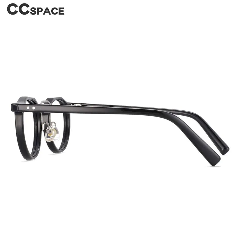 CCSpace Women's Full Rim Round Double Bridge Acetate Alloy Frame Eyeglasses 53894