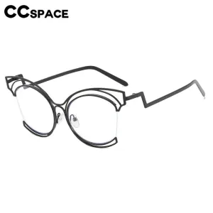 CCspace Women's Semi Rim Cat Eye Stainless Steel Eyeglasses 56755
