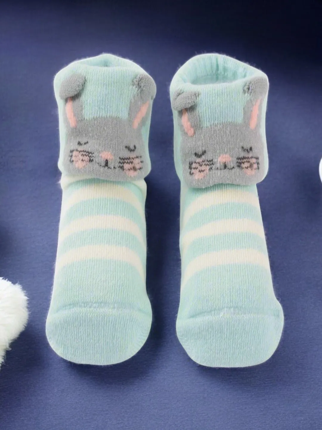 Charming Bunny Baby Socks with Stripes and Adorable Design