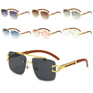 Cheetah Head Sunglasses for Men & Women Rimless Square Sunglasses Vintage Eyewear UV400