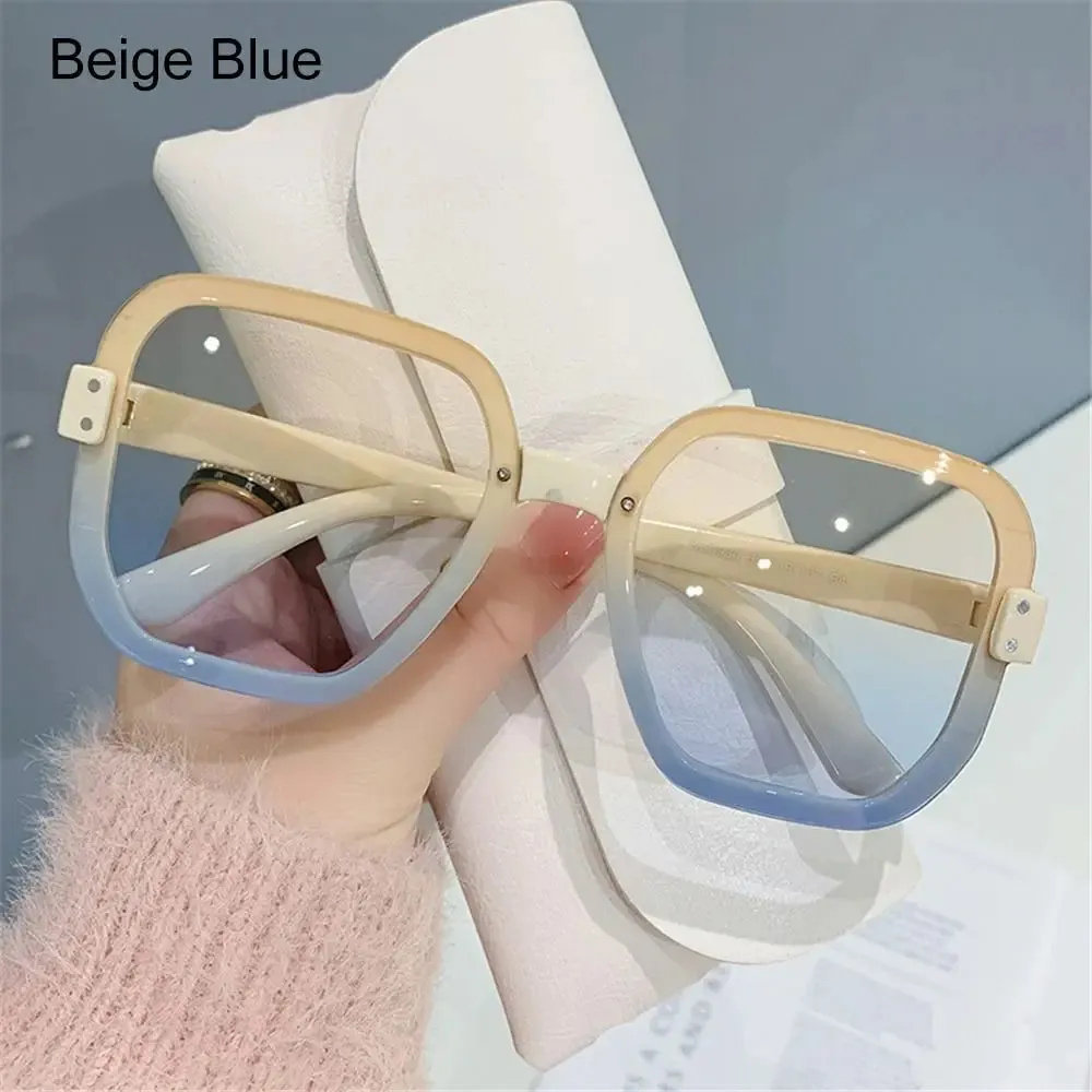 Classic Oversized Rimless Driver Goggles Gradient Mirror Square Sunglasses