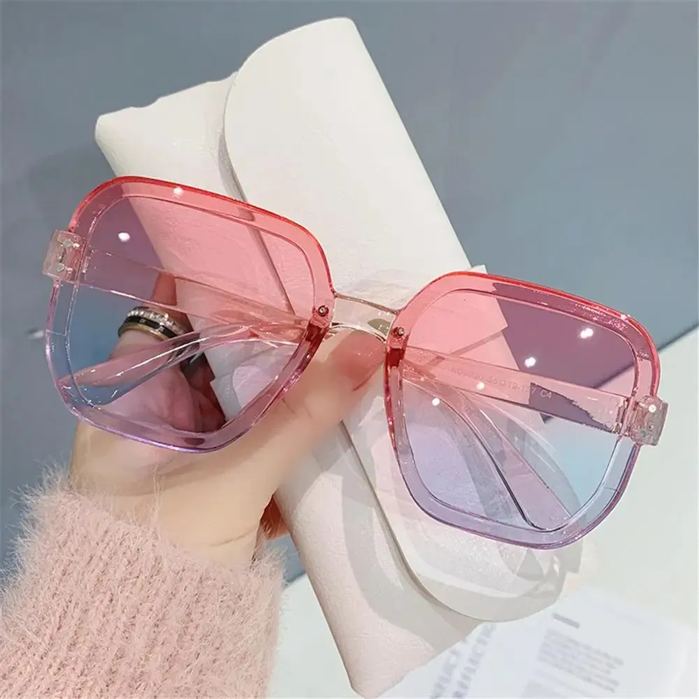 Classic Oversized Rimless Driver Goggles Gradient Mirror Square Sunglasses