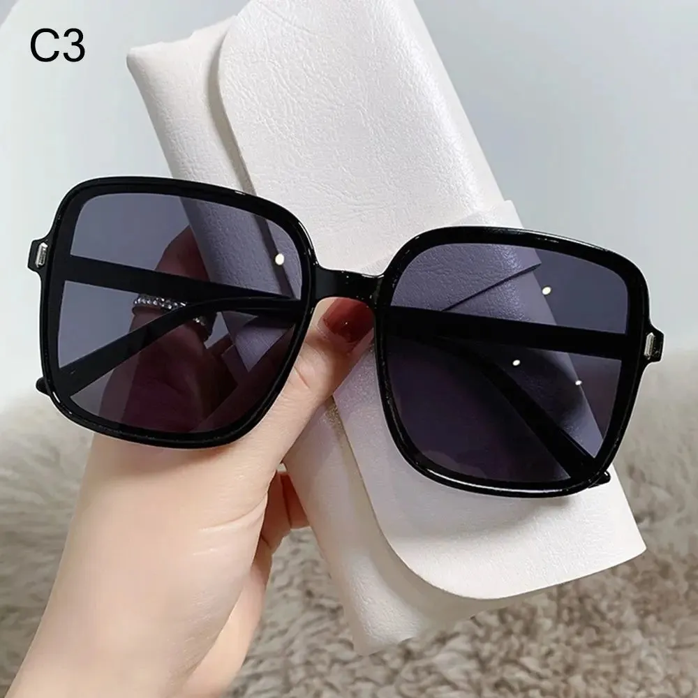 Classic Oversized Rimless Driver Goggles Gradient Mirror Square Sunglasses