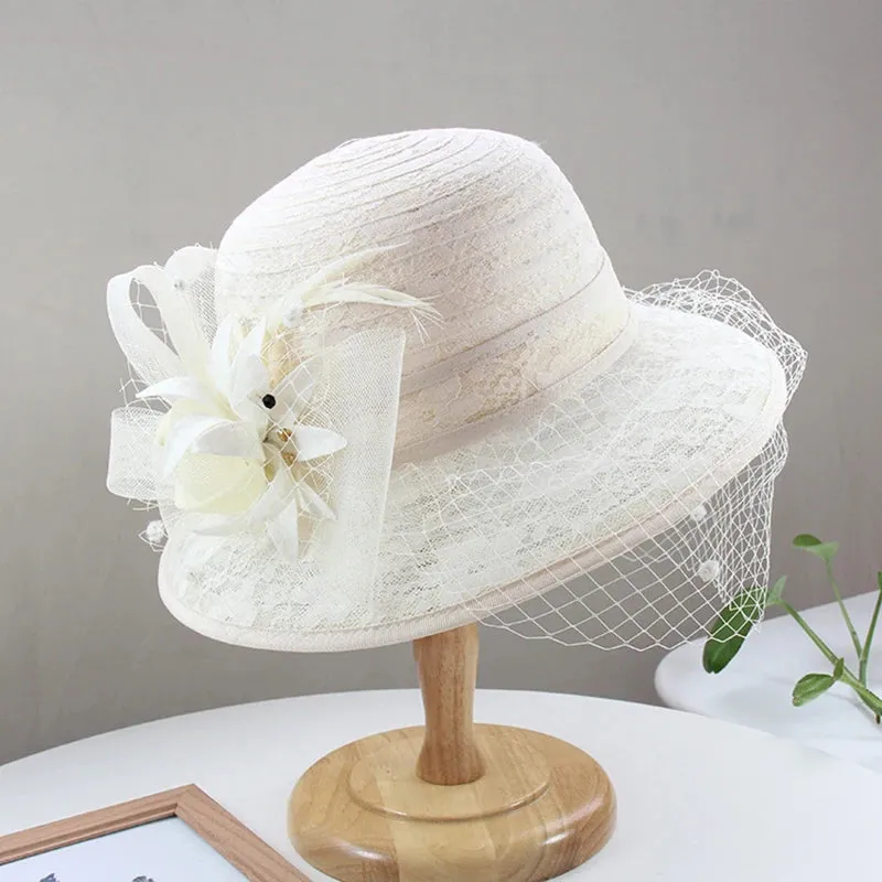 Cocktail Hat: Vintage Lace Pearl Hat