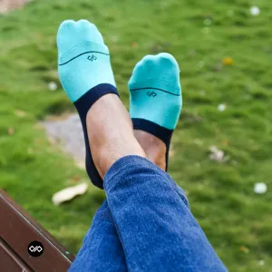 Colorful Cotton NO Show Socks: DS Unisex Invisibles (Turquoise/Navy Blue)