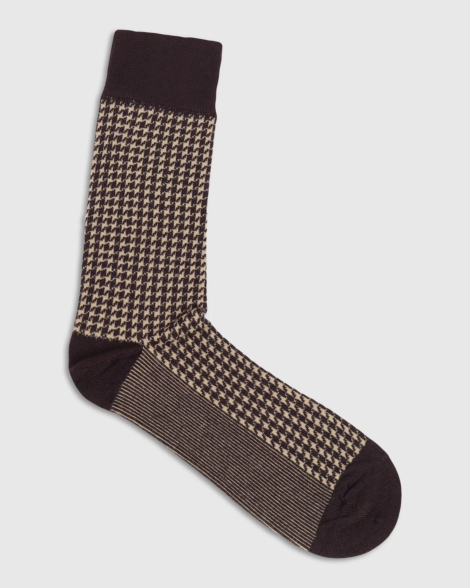 Cotton Brown Jacquard Socks - Tesla