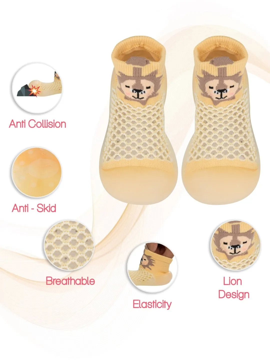 Cozy Cub Lion Shoe Socks in Sunny Yellow