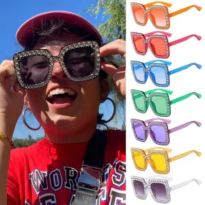 Crystal Oversized Sunglasses for Women with Rhinestones