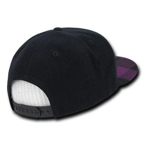 Decky Plaid Flat Bill Snapbacks 6 Panel Baseball Hats Caps Unisex